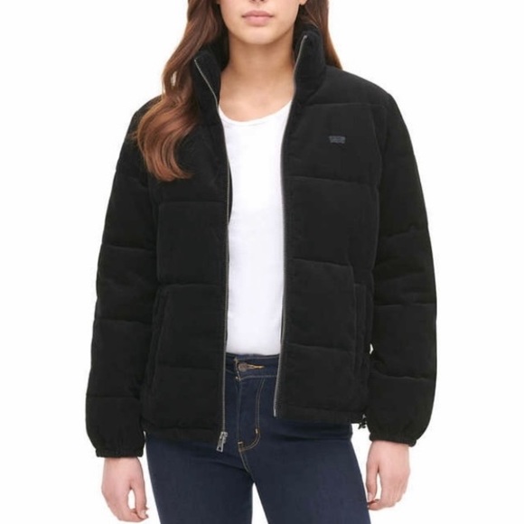 NWT LEVI'S Black Quilted Corduroy Puffer Jacket Size XL - Picture 2 of 9